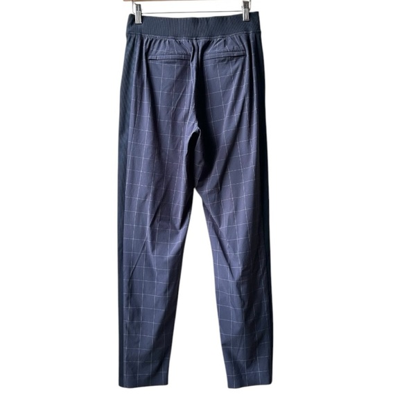 ATHLETA Brooklyn Textured Ankle Pants Navy Windowpane Plaid Sz 2 - Picture 8 of 16